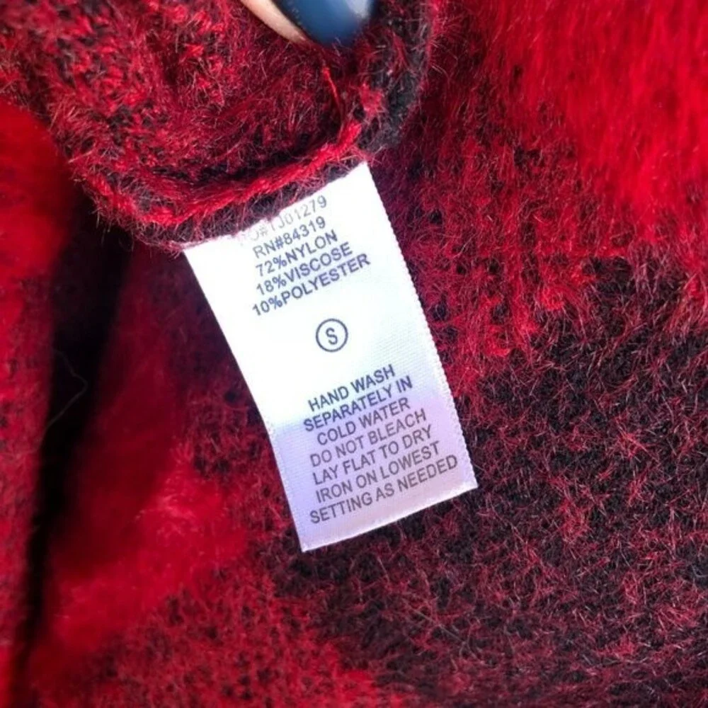 Cyrus Plaid Sweater Red & Black Size S - Picture 6 of 9